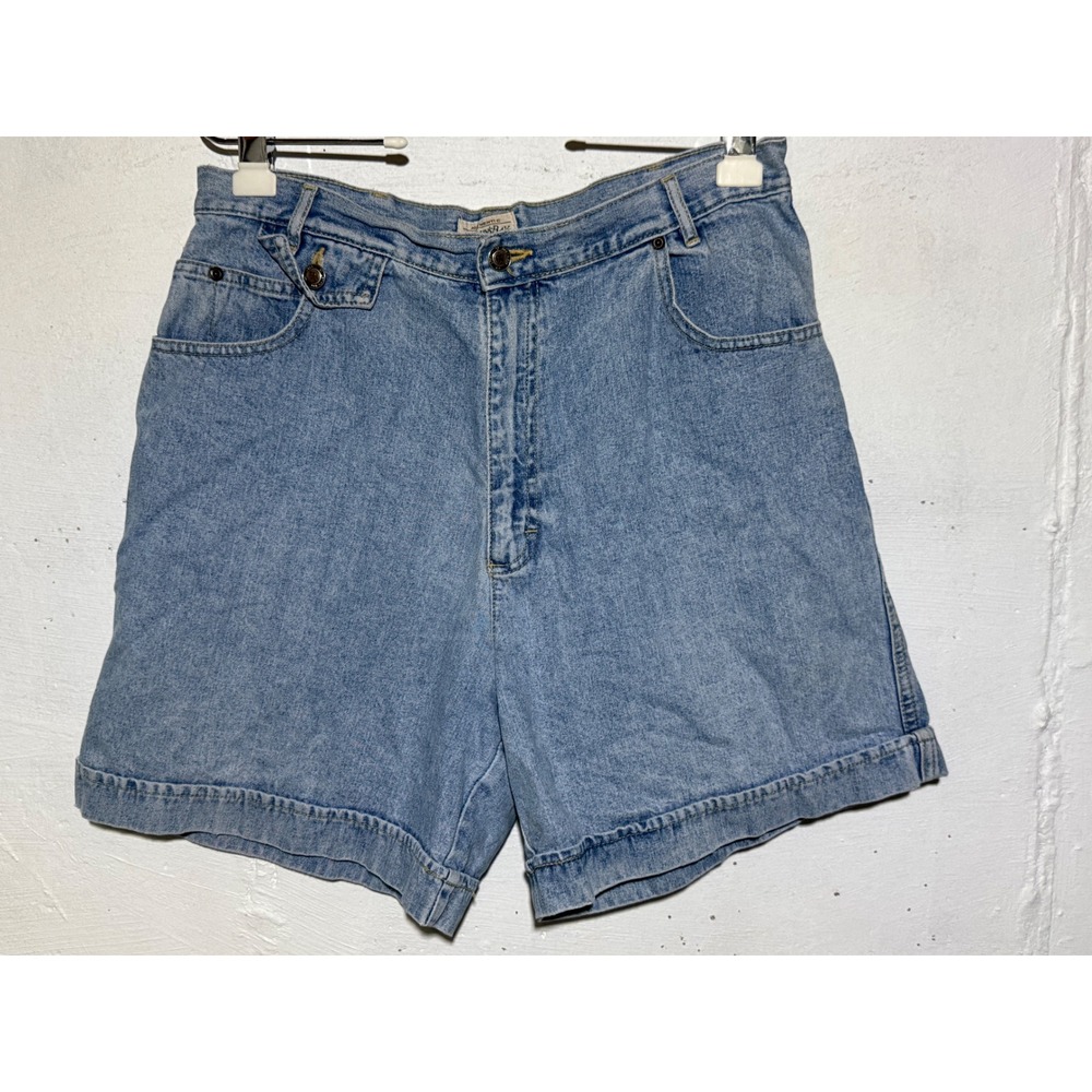 St. John's Bay Womens Vintage High Waisted Denim Shorts 16 Light Wash Cotton